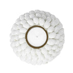 Porte-bougie rond en coquillages blancs finition perlée avec cupule tealight