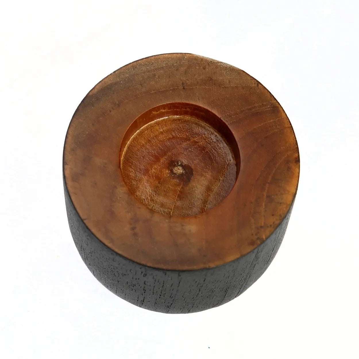 Porte-bougie en teck naturel noir 8 cm minimaliste