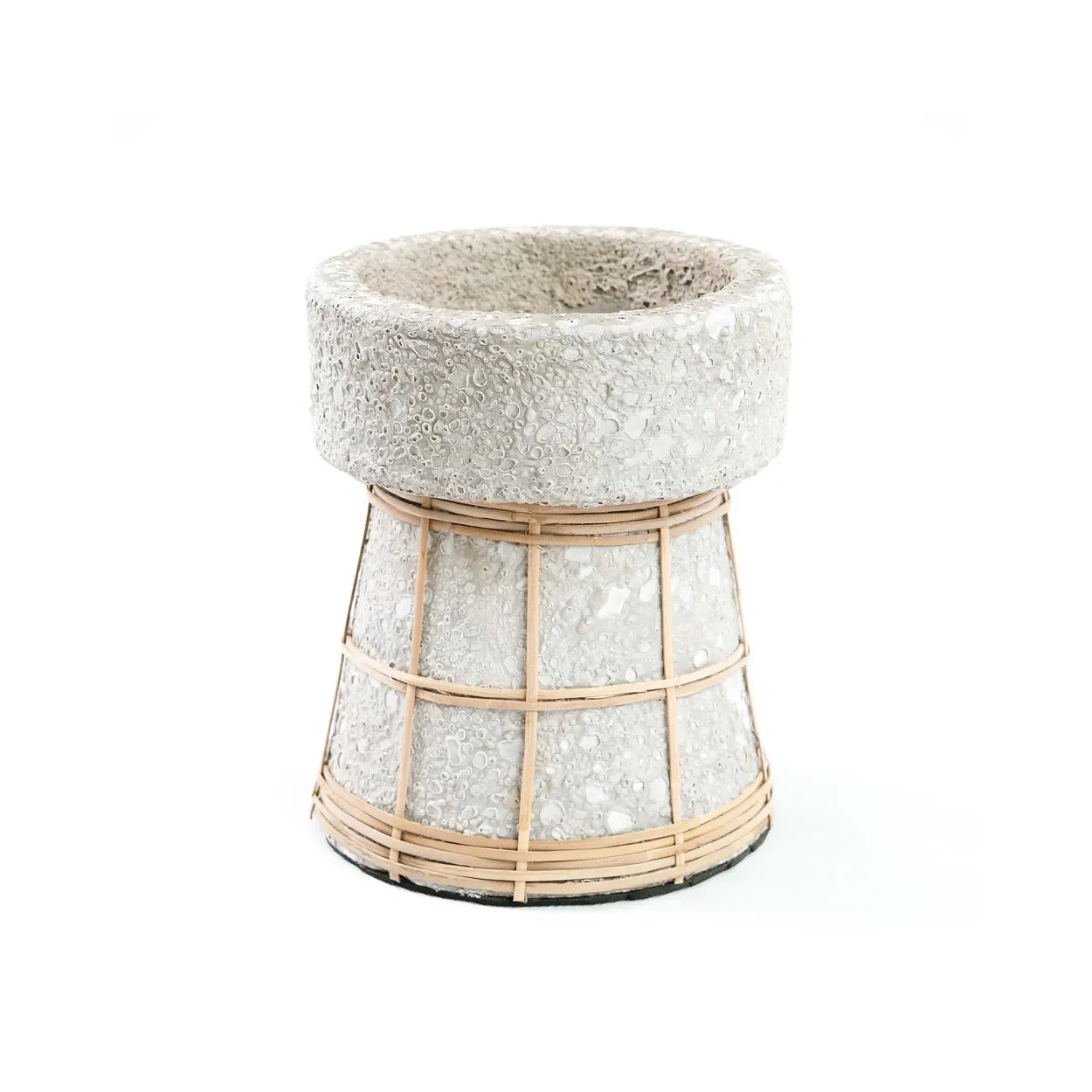 Porte-bougie en terre cuite béton naturel 16 cm