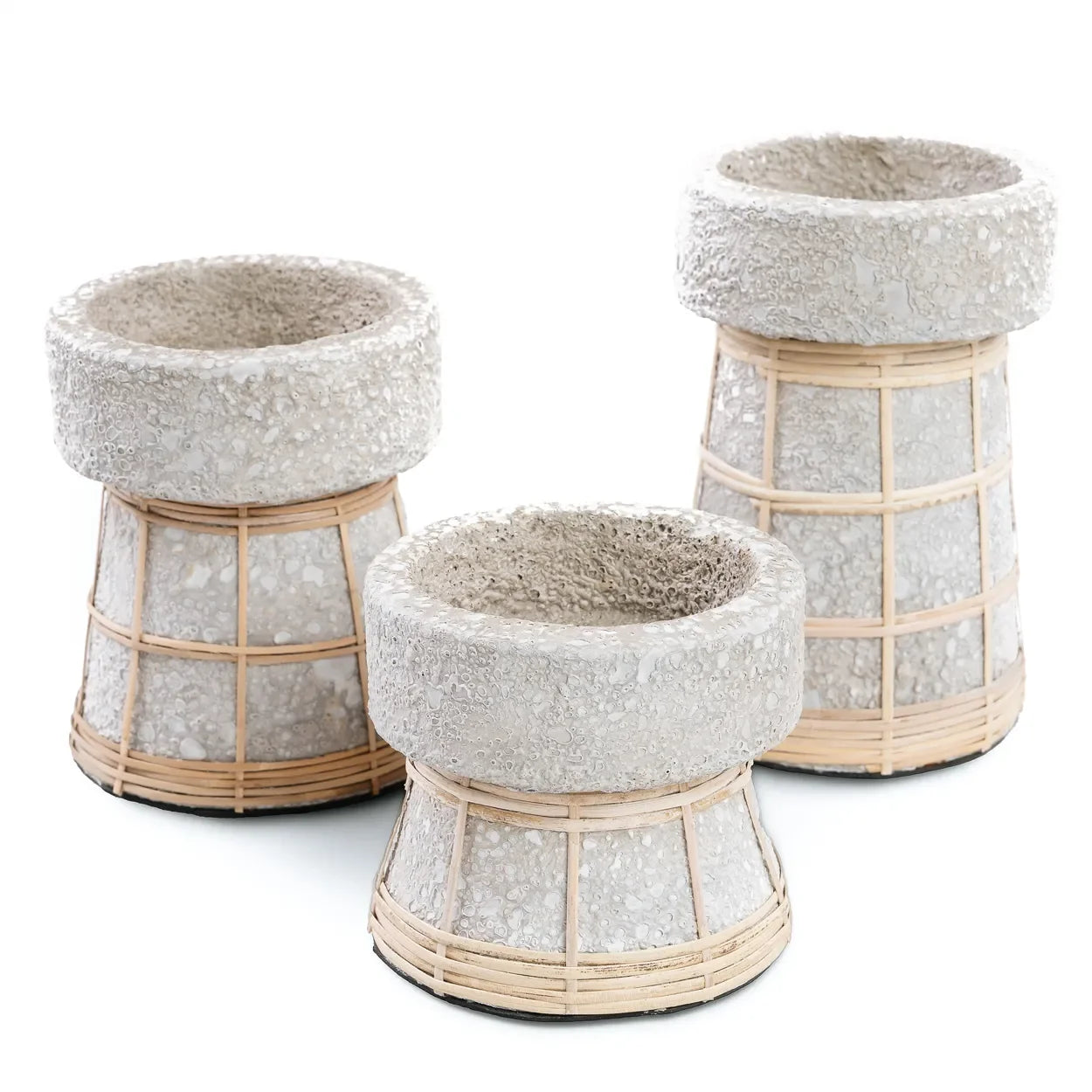 Porte-bougie en terre cuite béton naturel 16 cm