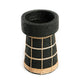 Porte-bougie en terre cuite noire et rotin 20 cm