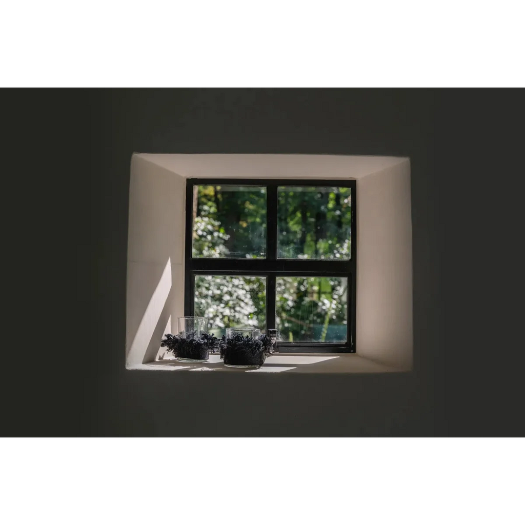 Porte-bougie en velours noir – Cylindrique et texturé