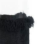 Porte-bougie en verre et velours noir avec franges