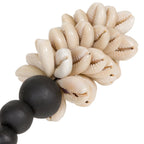 Porte-clés décoratif en coquillages mi-blancs et bois noir naturel