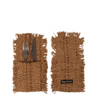 Porte-couverts en coton marron 13x25 cm – Lot de 4