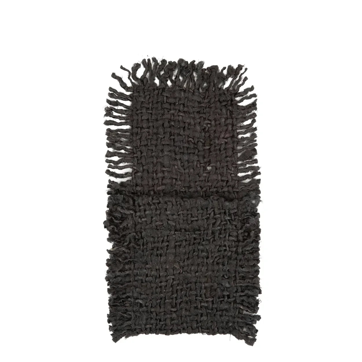 Sous-verre tissé noir marine avec frange pour porte-couverts en coton 13x25 cm
