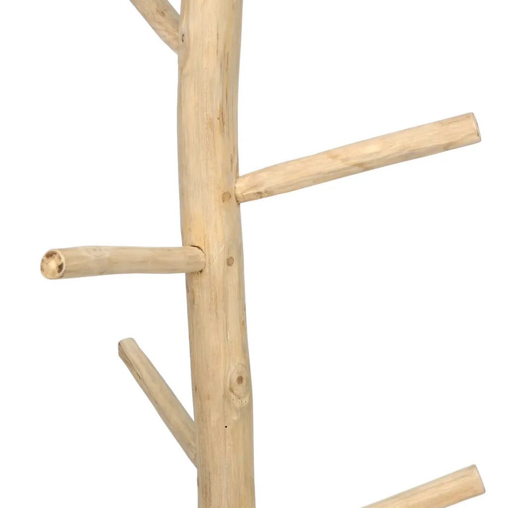 Porte-manteau arborescent en bois de teck naturel avec plusieurs branches, H160 cm