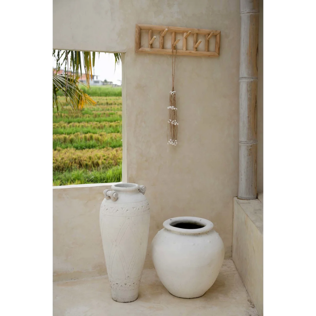 Porte-manteau mural en teck naturel design rectangulaire – 70x10 cm