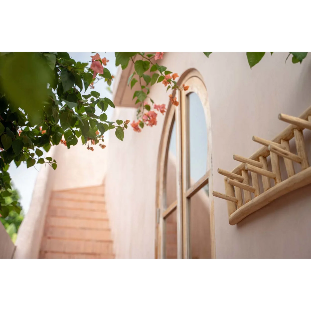 Porte-manteau mural en teck naturel design rectangulaire – 70x10 cm