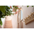 Porte-manteau mural en teck naturel design rectangulaire – 70x10 cm