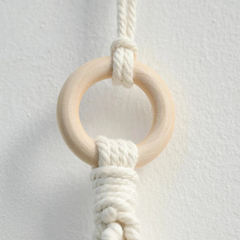 Anneau en bois de suspension du porte-papier toilette mural en macramé