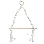 Porte-papier toilette mural en bois et macramé fond blanc