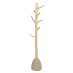 Portemanteau en bois de teck clair base béton forme arbre – H150 cm