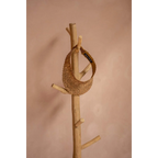 Portemanteau en bois de teck clair base béton forme arbre – H150 cm