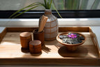 Pot décoratif en racine de teck sculpté main naturel