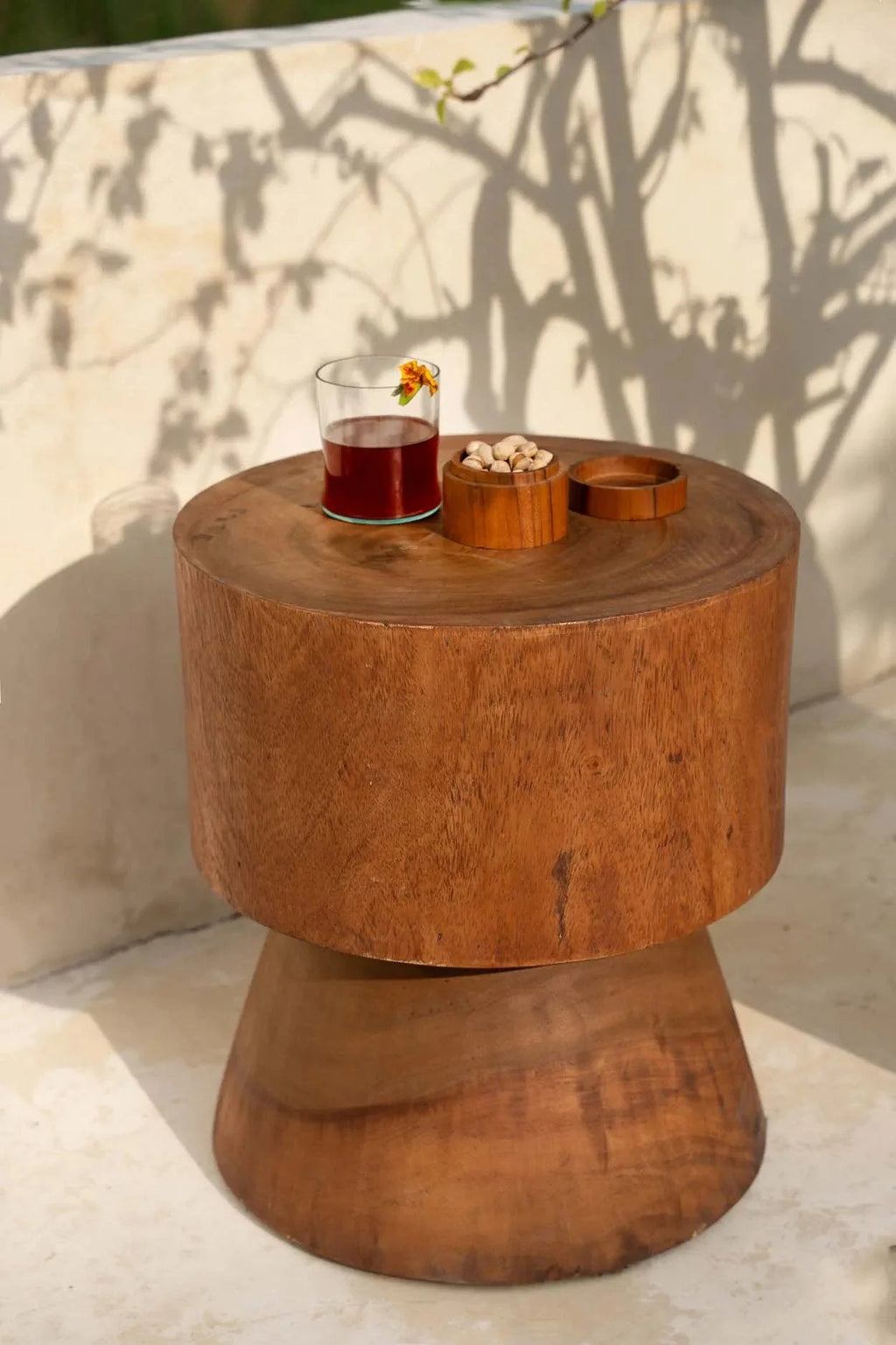 Pot décoratif en racine de teck sculpté main naturel