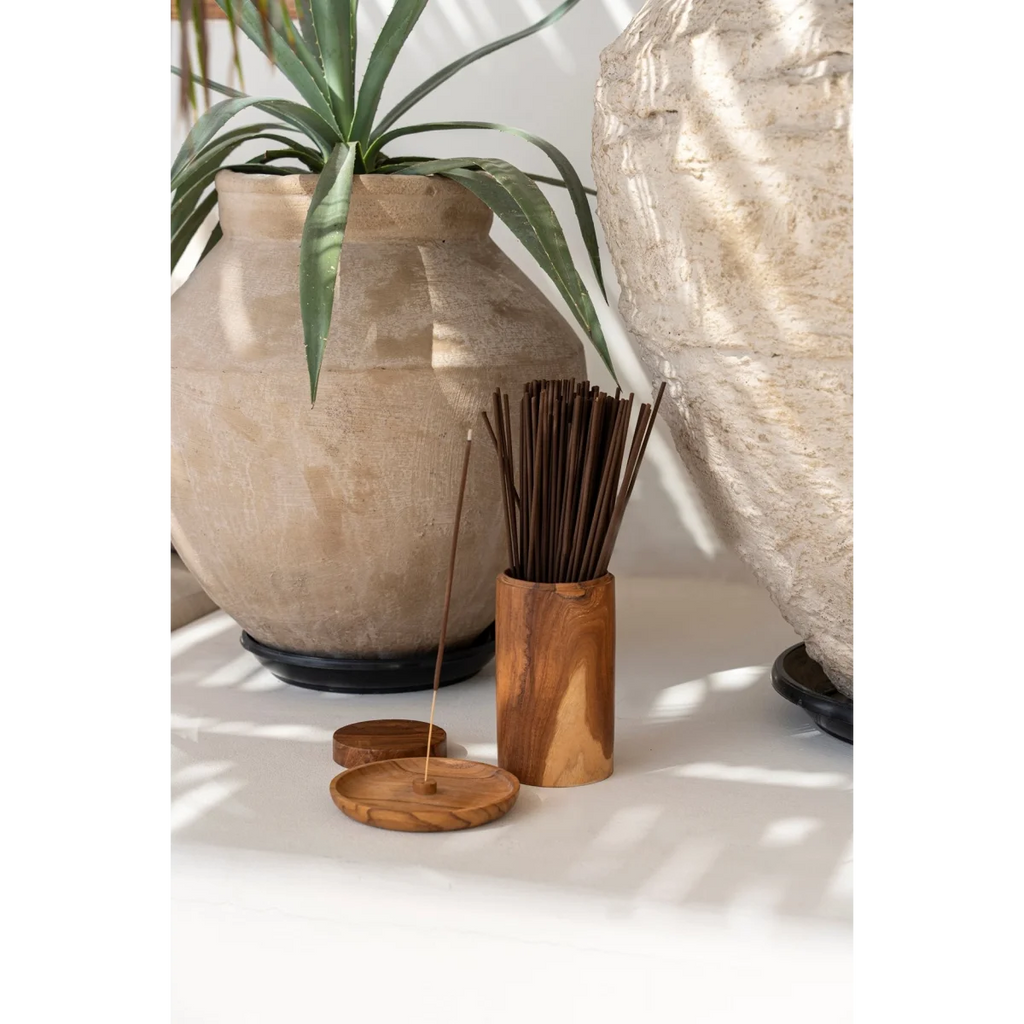 Pot décoratif en racine de teck sculptée H19 cm