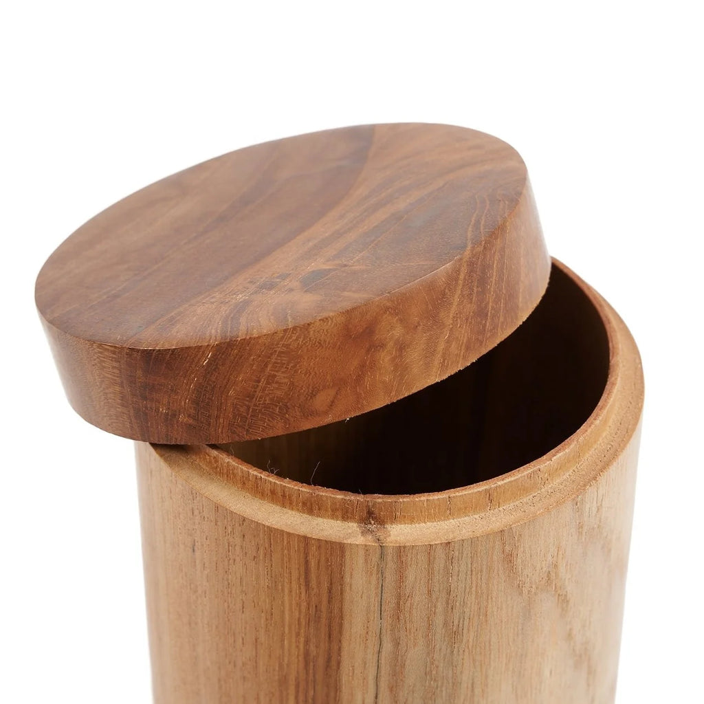 Contenant en bois sculpté avec couvercle pour décoration en racine de Teck H19 cm