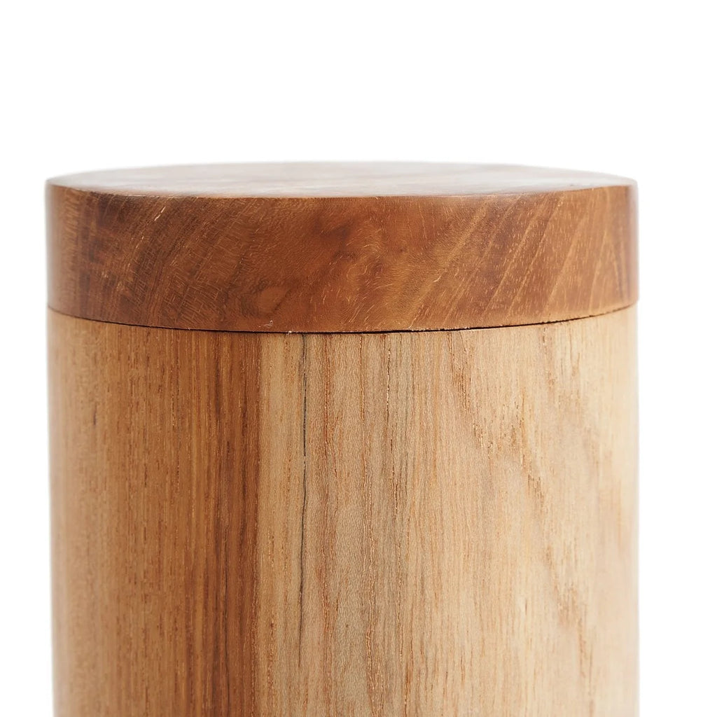 Pot décoratif en racine de teck sculptée avec couvercle, hauteur 19 cm