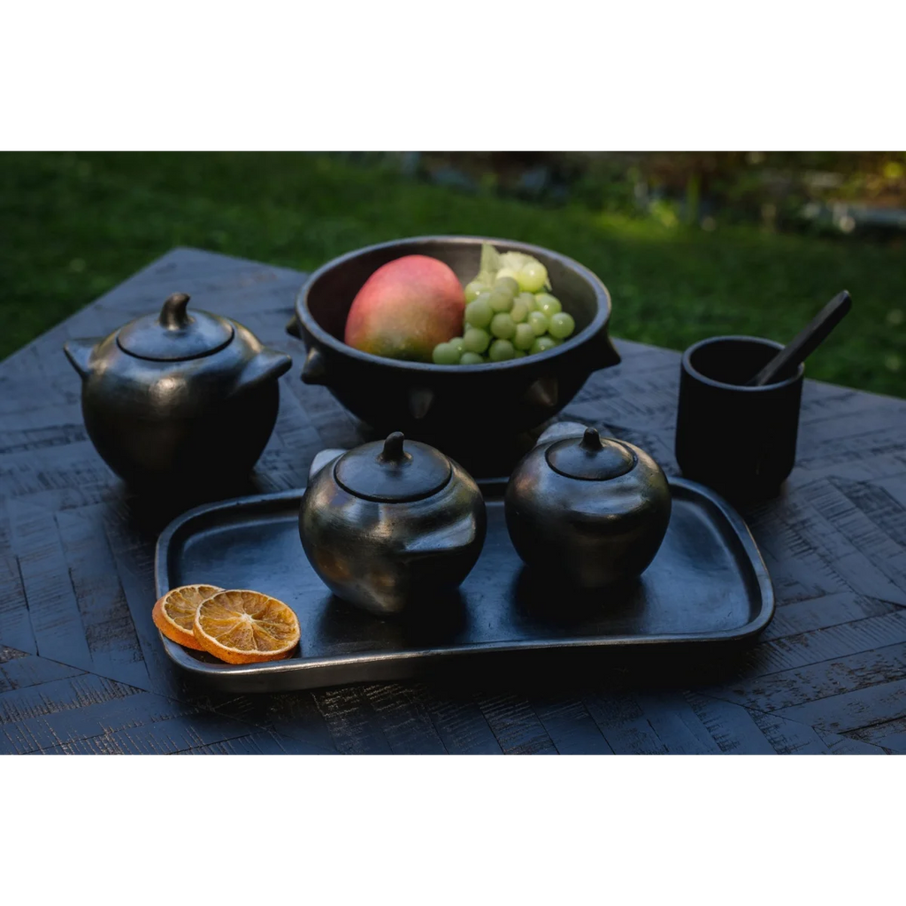 Pot en terre cuite noir brûlé fait main 10x7x8 cm