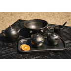 Pot en terre cuite noir brûlé fait main 10x7x8 cm