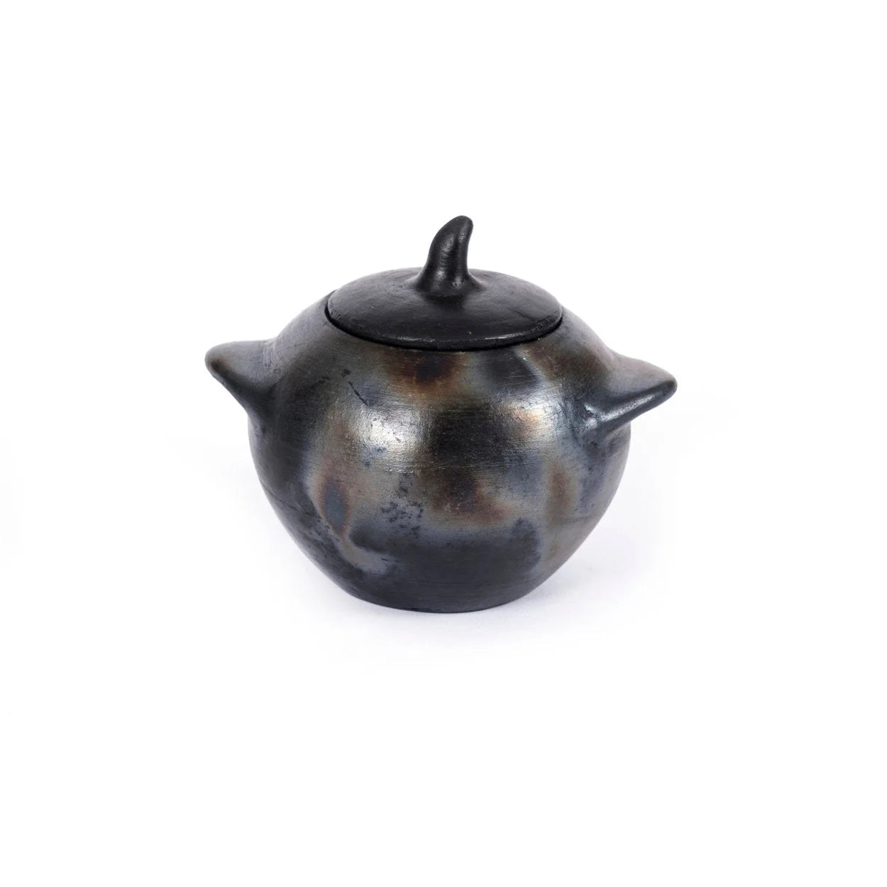 Pot en terre cuite noir brûlé fait main 11 cm