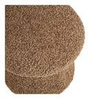 Pouf bouclé brun avec tissu texturé et fluffy, forme champignon arrondie Ø45 cm