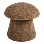 Pouf bouclé brun en forme champignon, texture chaleureuse, Ø45 cm