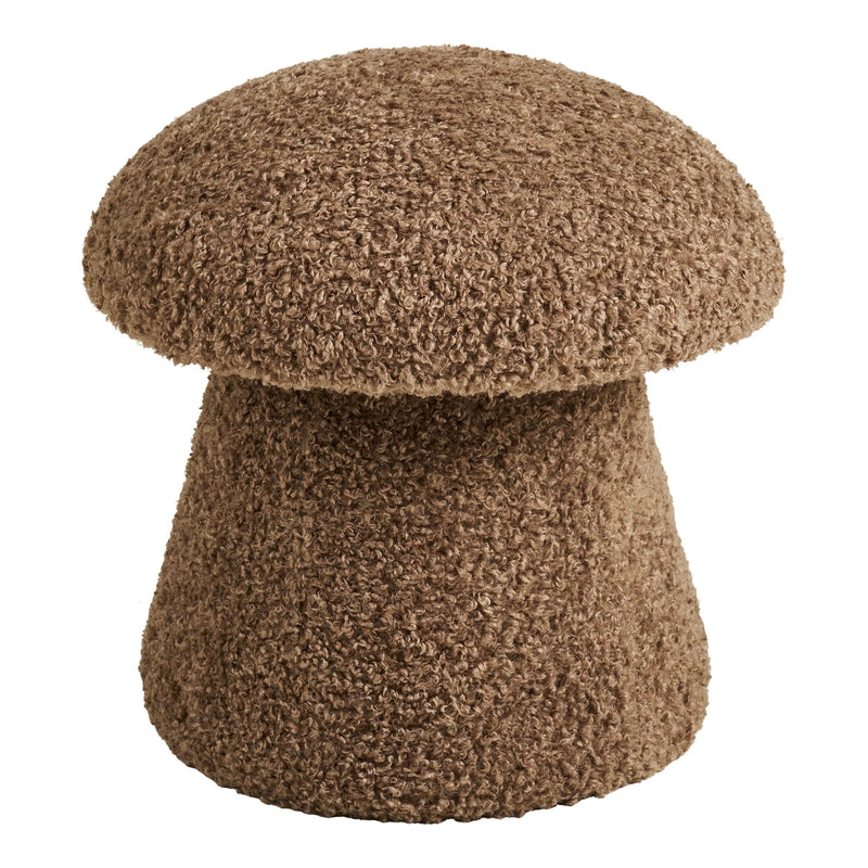 Pouf bouclé brun forme champignon cosy et arrondie – Ø45 cm