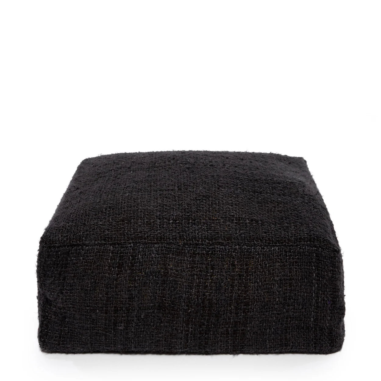 Pouf carré en coton noir texturé 60x60 cm pour salon ou chambre