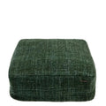 Pouf carré en coton vert forêt texturé 60x60 cm à motif tissé moelleux