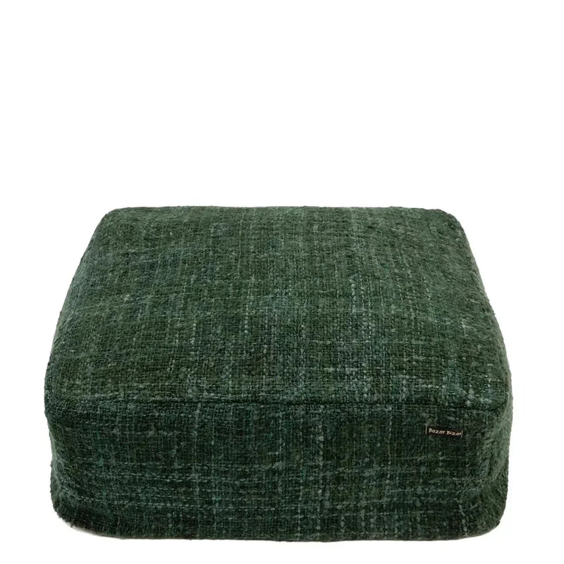 Pouf carré en coton vert forêt - 60x60 cm