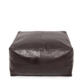 Pouf carré en cuir marron chocolat 60x60 cm, ottoman en cuir brun foncé élégant