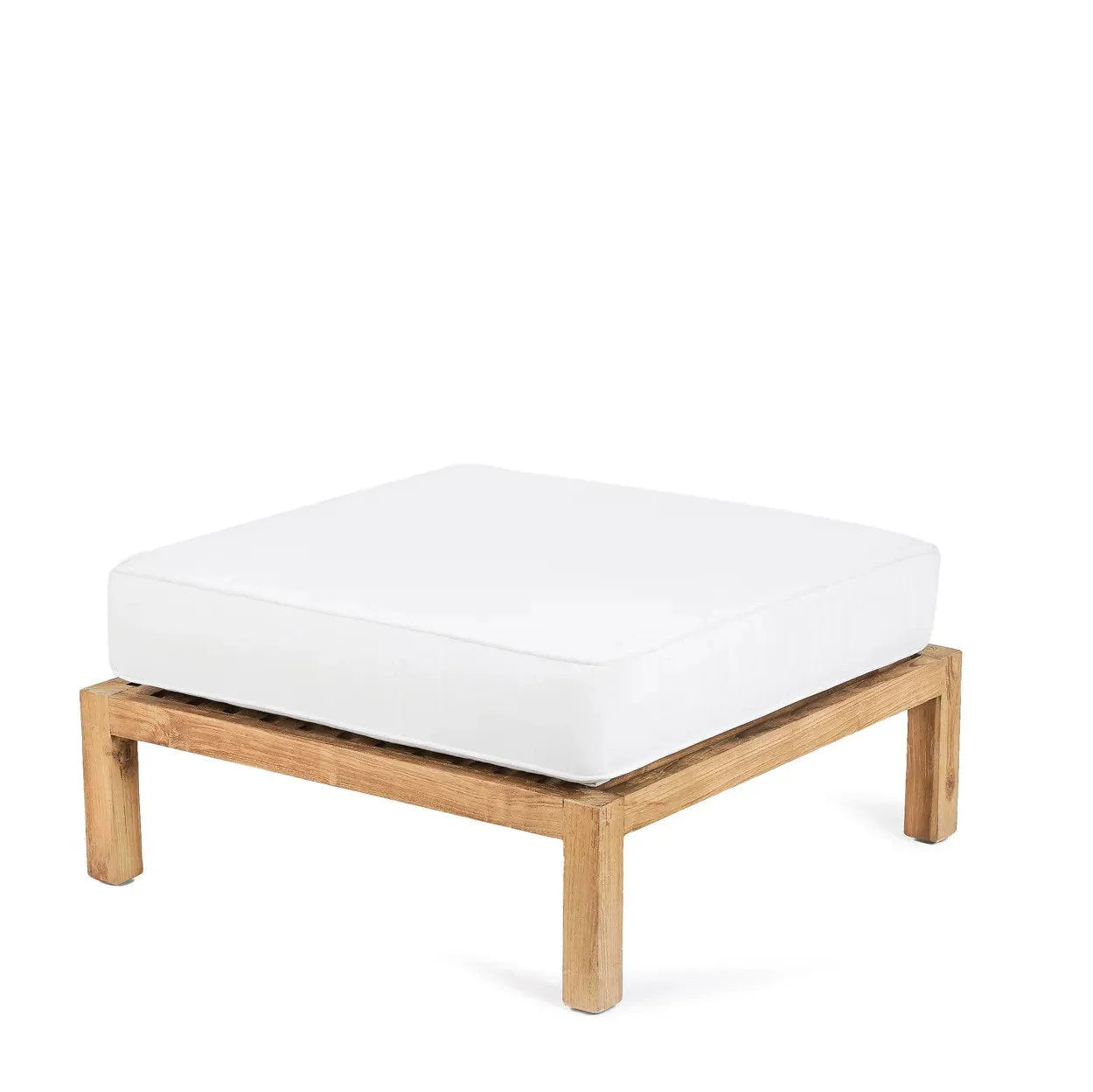 Pouf carré modulaire en teck recyclé 80x80 naturel blanc