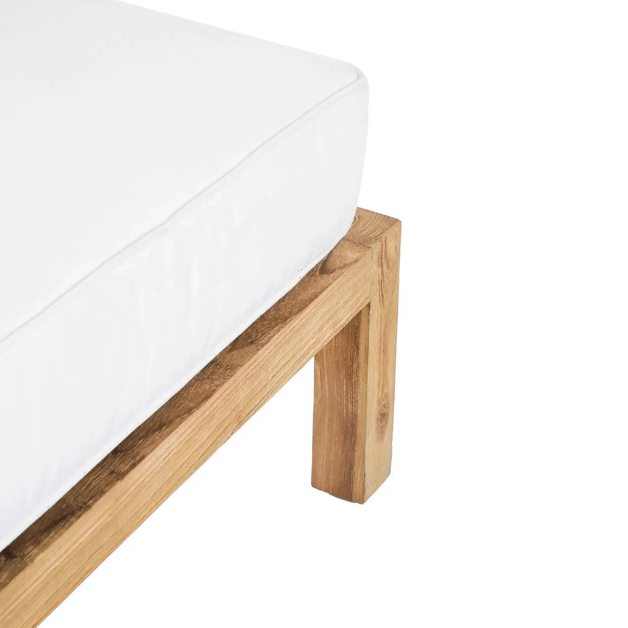 Pouf carré modulaire en teck recyclé 80x80 naturel blanc