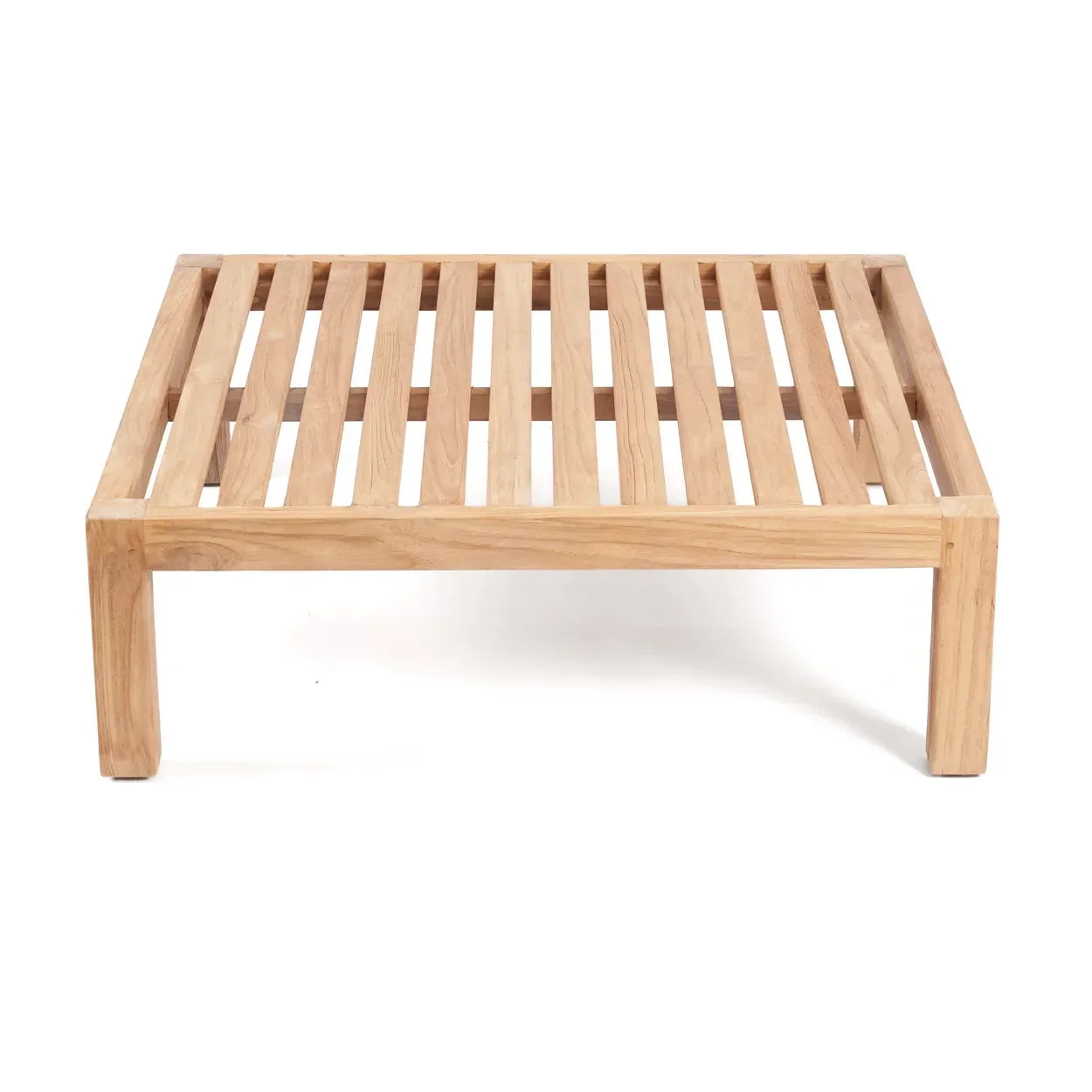 Plateforme en teck recyclé avec lattes en bois pour le Pouf carré modulaire nature blanc
