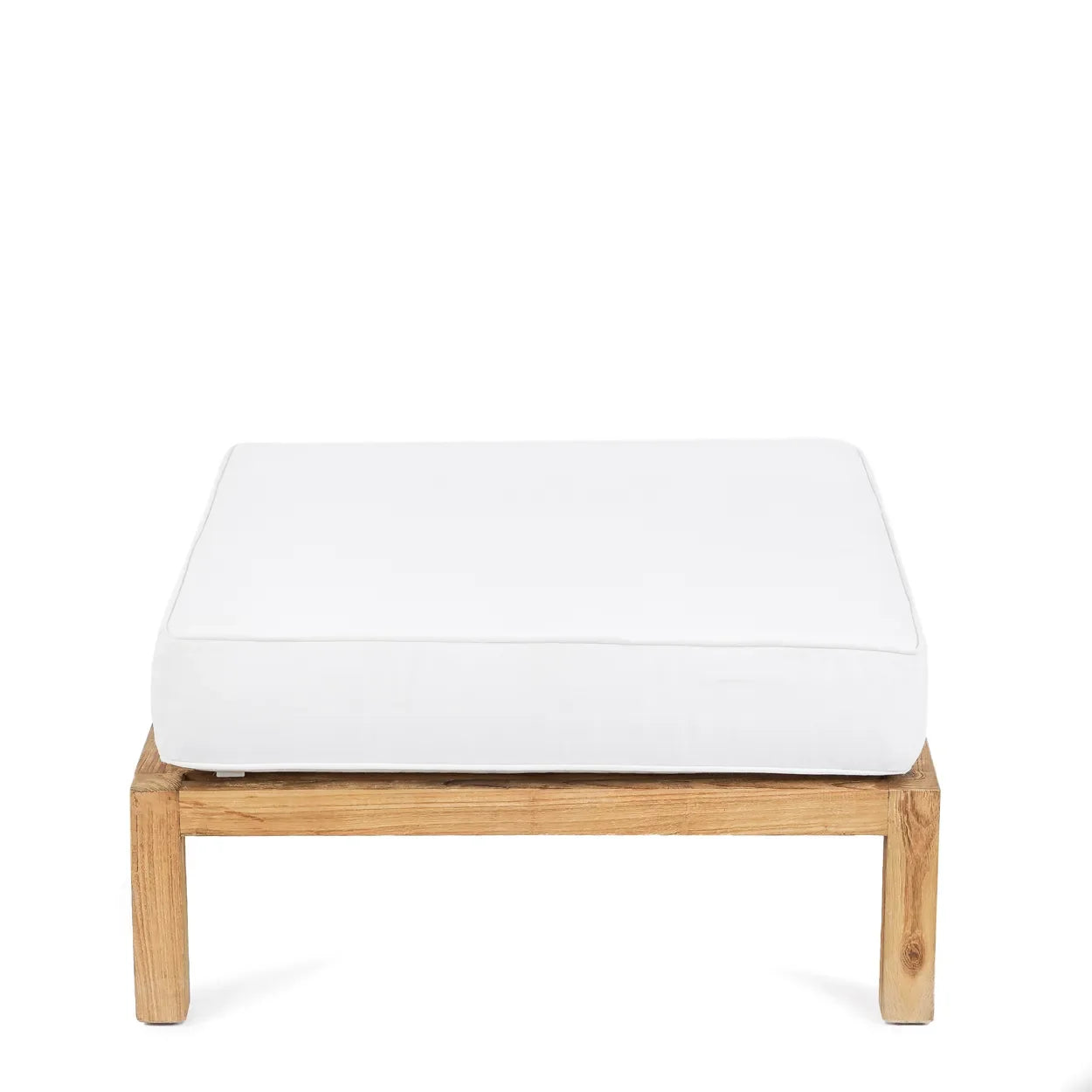 Coussin carré blanc sur cadre en bois pour pouf modulaire en Teck recyclé 80x80 naturel