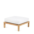Pouf carré modulaire en teck recyclé 80x80 naturel blanc avec coussin blanc