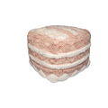 Pouf carré tissé rose et crème à franges en laine, 50x50 cm, textured knit