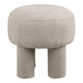Pouf cylindrique beige en tissu bouclé avec pieds arrondis Ø43 cm