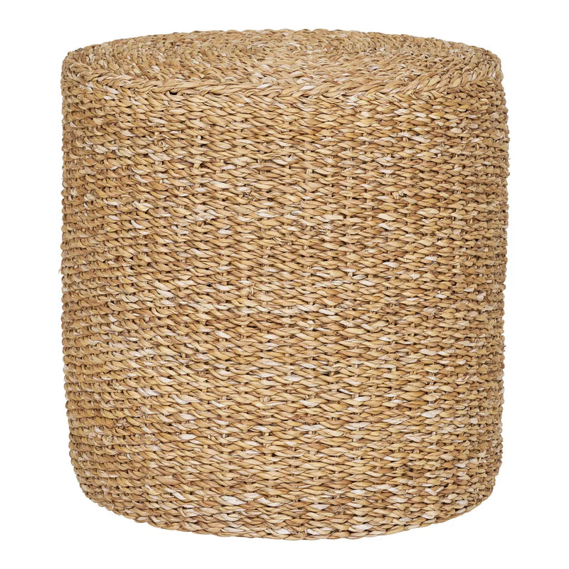 Pouf en jonc de mer tressé forme cylindrique naturel – Ø40 cm
