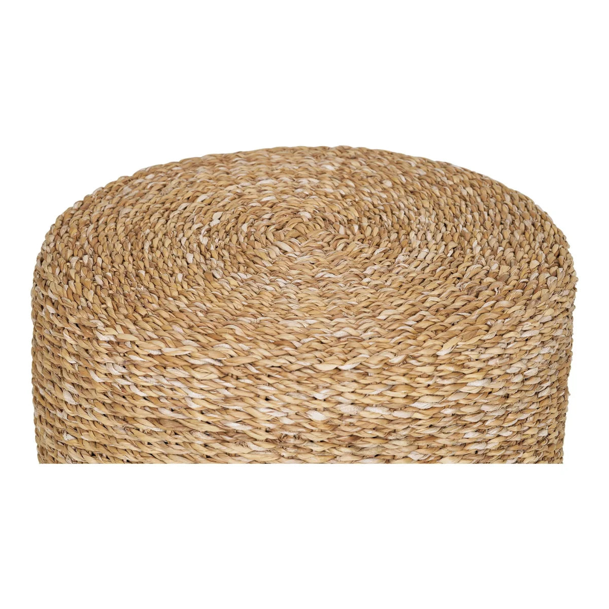 Pouf en jonc de mer tressé naturel cylindrique Ø40 cm texturé