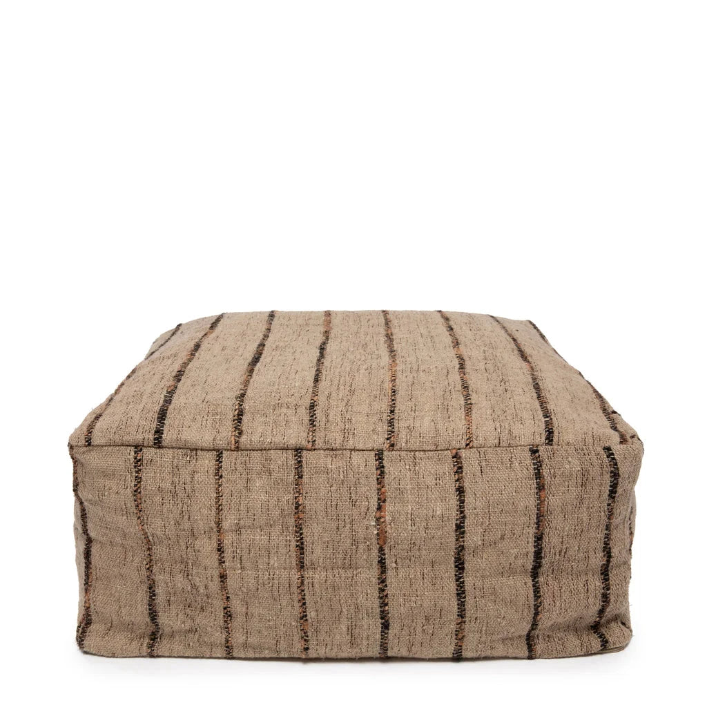 Pouf carré à rayures beige et noir Oh My Gee, élégance moderne pour votre intérieur