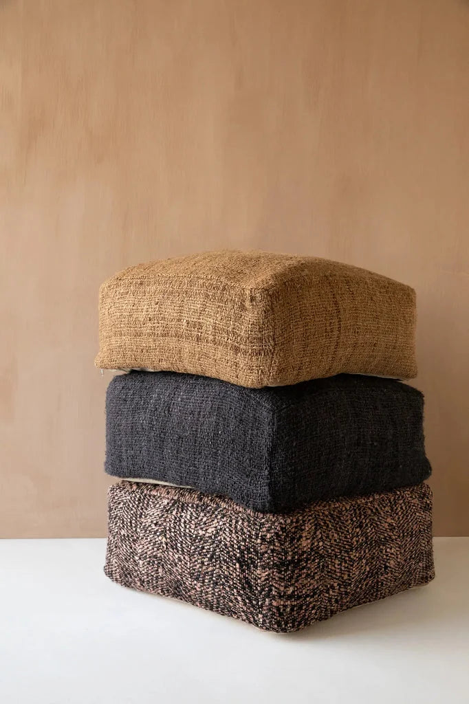Coussins de sol tissés empilés Le pouf Oh My Gee - Noir Marine_40