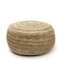 Ottoman rond en herbe marine naturelle en jute tissé, Ø60 cm, décoration intérieure