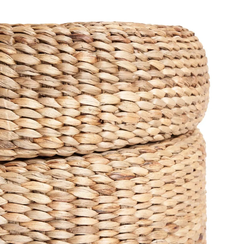 Pouf rond en jacinthe d’eau avec rangement, décoration intérieure, 60x45 cm