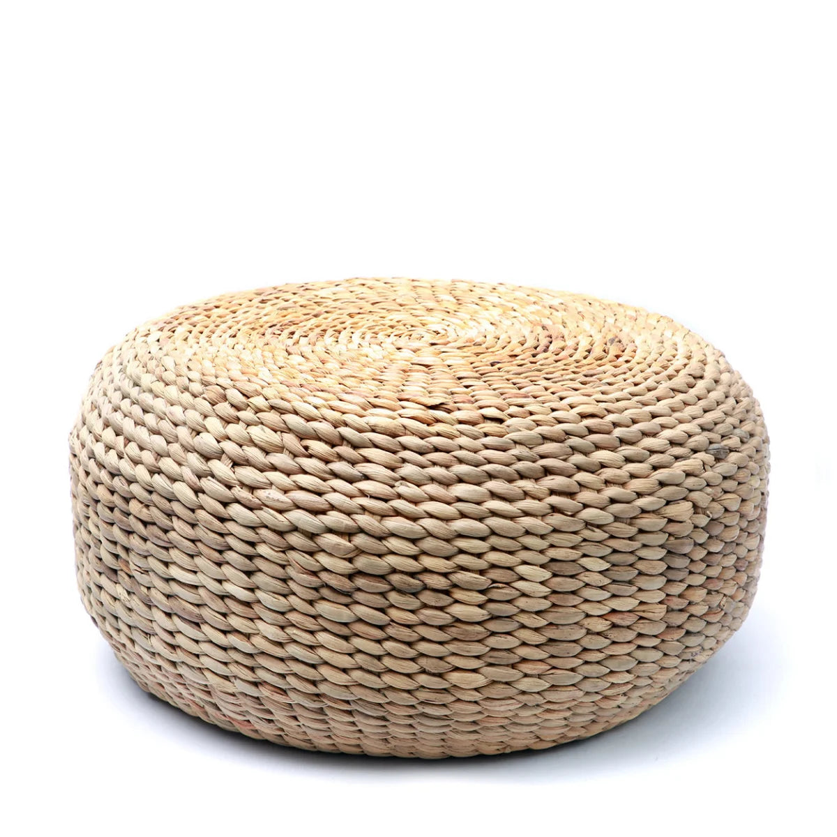Pouf rond en jacinthe tressée, coussin de sol naturel, diamètre 60 cm