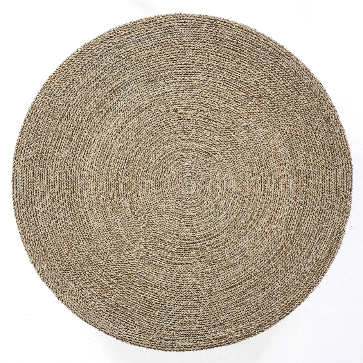 Tapis rond en jonc de mer naturel pour table basse ou salon, Ø100 cm