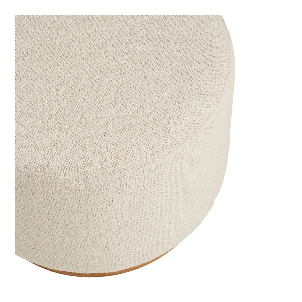 Pouf rond en tissu bouclé beige clair, Ø50 cm