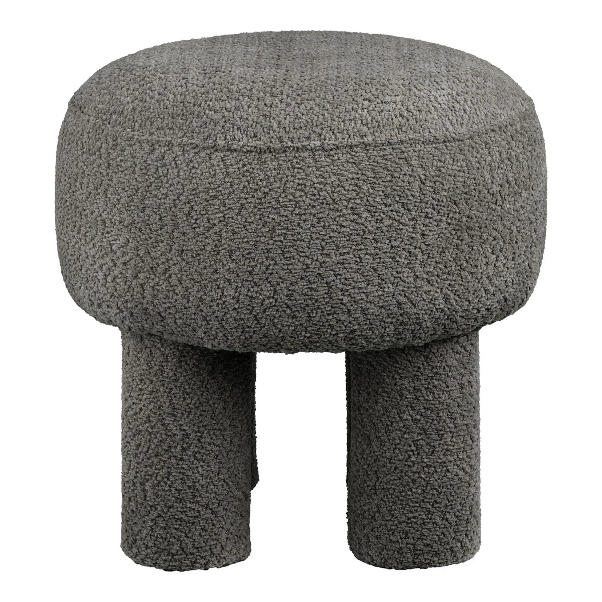 Pouf rond en tissu bouclé gris foncé avec pieds assortis Ø43 cm
